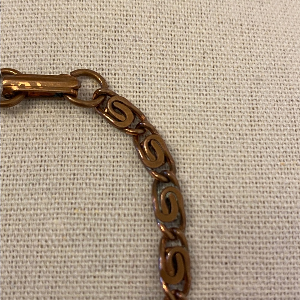 Vintage Solid Copper Scroll Link Bracelet With Fo… - image 5
